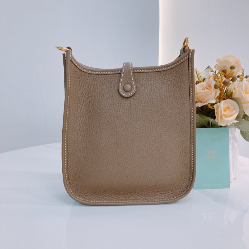 MS0419	Hermes 愛馬仕迷你斜挎包伊芙琳包大象灰金扣Mini Evelyne TC 18 Etoupe x GHW-2