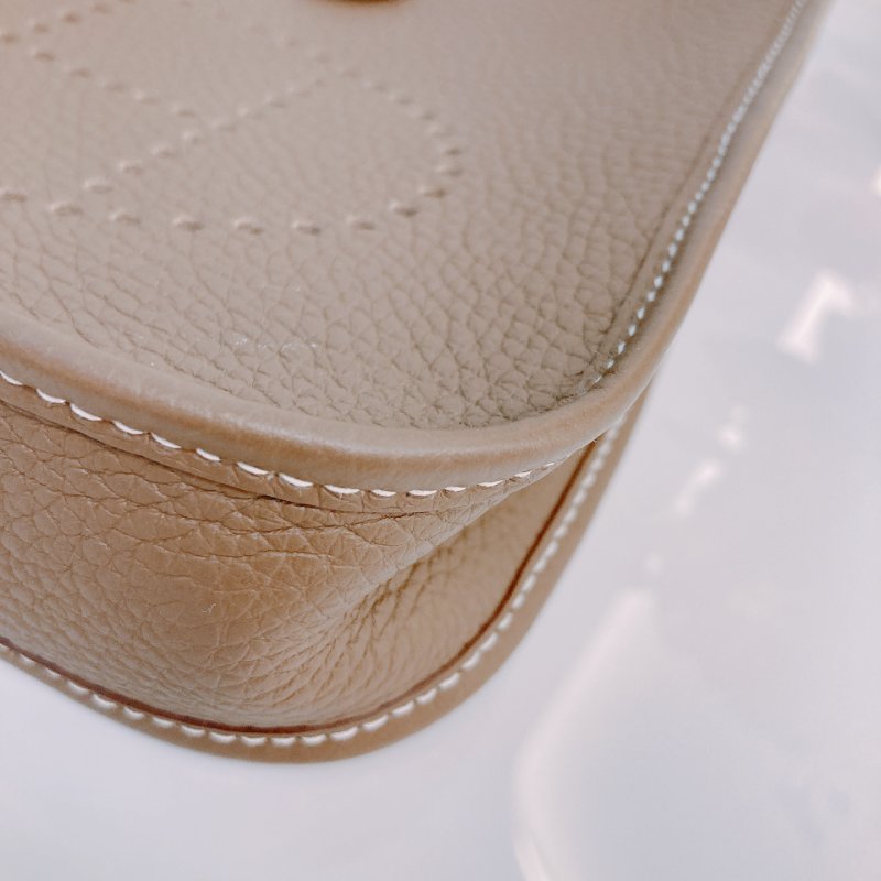 MS0419	Hermes 愛馬仕迷你斜挎包伊芙琳包大象灰金扣Mini Evelyne TC 18 Etoupe x GHW-6