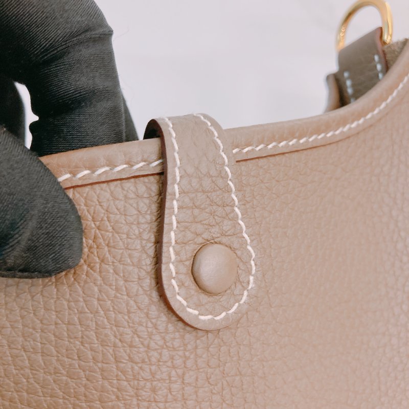 MS0419	Hermes 愛馬仕迷你斜挎包伊芙琳包大象灰金扣Mini Evelyne TC 18 Etoupe x GHW-9