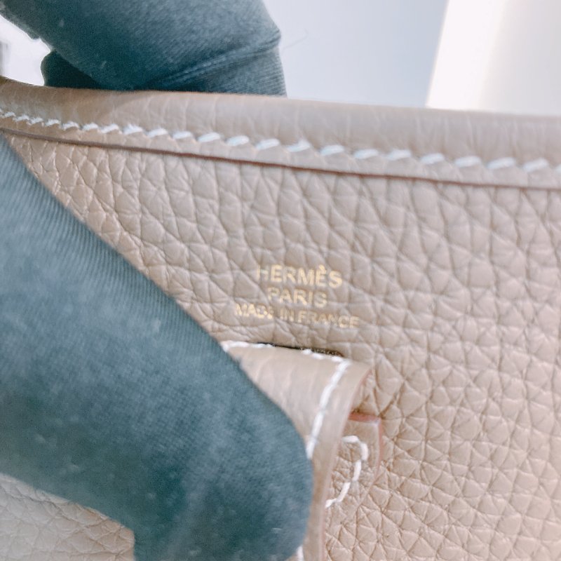 MS0419	Hermes 愛馬仕迷你斜挎包伊芙琳包大象灰金扣Mini Evelyne TC 18 Etoupe x GHW-11