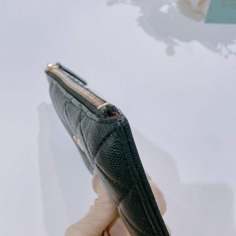 TW4610 Chanel 香奈兒 拉鏈長款卡包 魚子醬 黑色 Zipper Phone Pouch Caviar Black x GHW-6