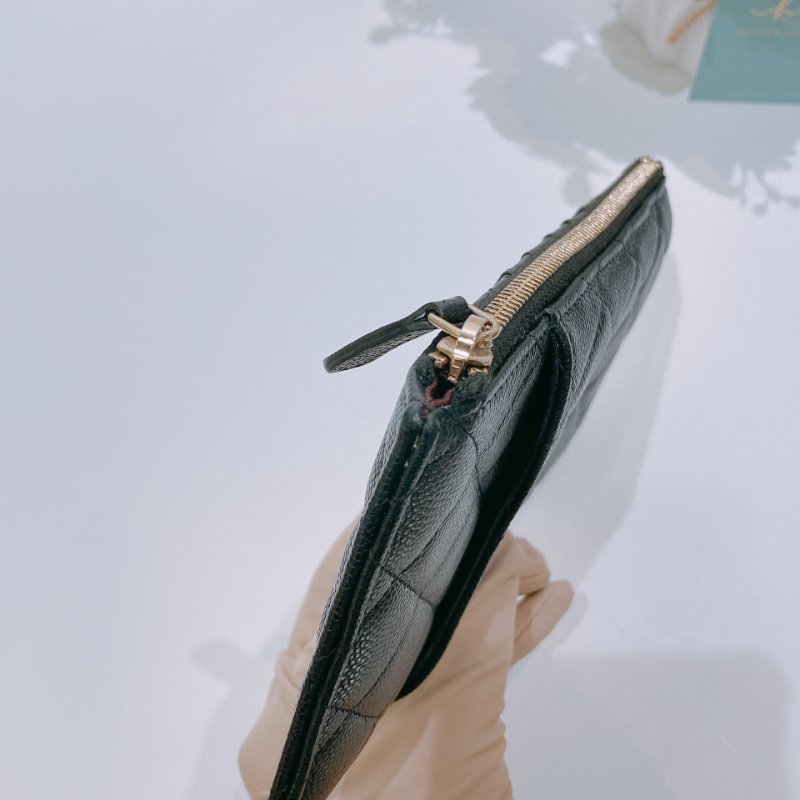 TW4610 Chanel 香奈兒 拉鏈長款卡包 魚子醬 黑色 Zipper Phone Pouch Caviar Black x GHW-7