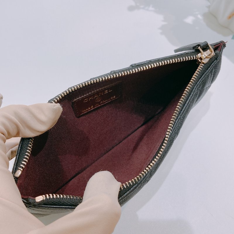 TW4610 Chanel 香奈兒 拉鏈長款卡包 魚子醬 黑色 Zipper Phone Pouch Caviar Black x GHW-11