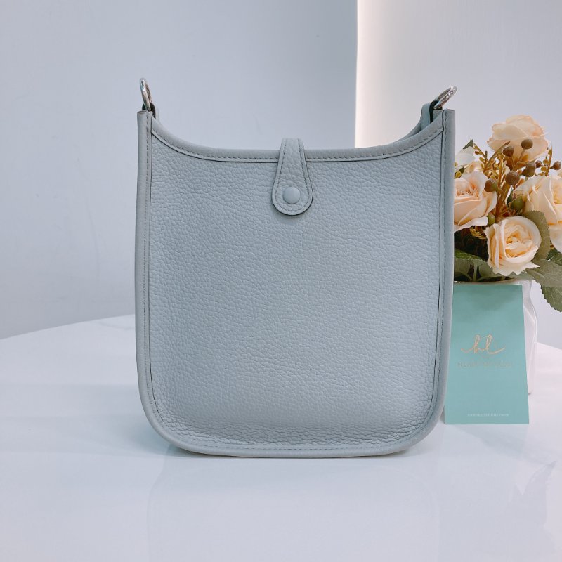 MS0420	Hermes 愛馬仕迷你斜挎包伊芙琳包聖杯藍銀扣Mini Evelyne TC 08 Bleu Pale x PHW-1