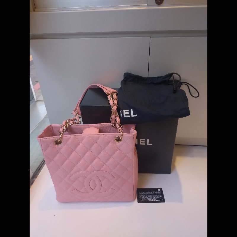Chanel 金鍊粉荔枝皮小號豆腐包 tote bag-3