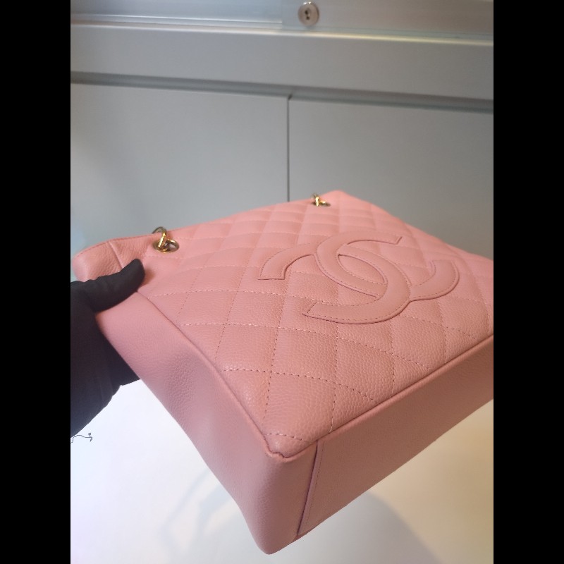 Chanel 金鍊粉荔枝皮小號豆腐包 tote bag-6