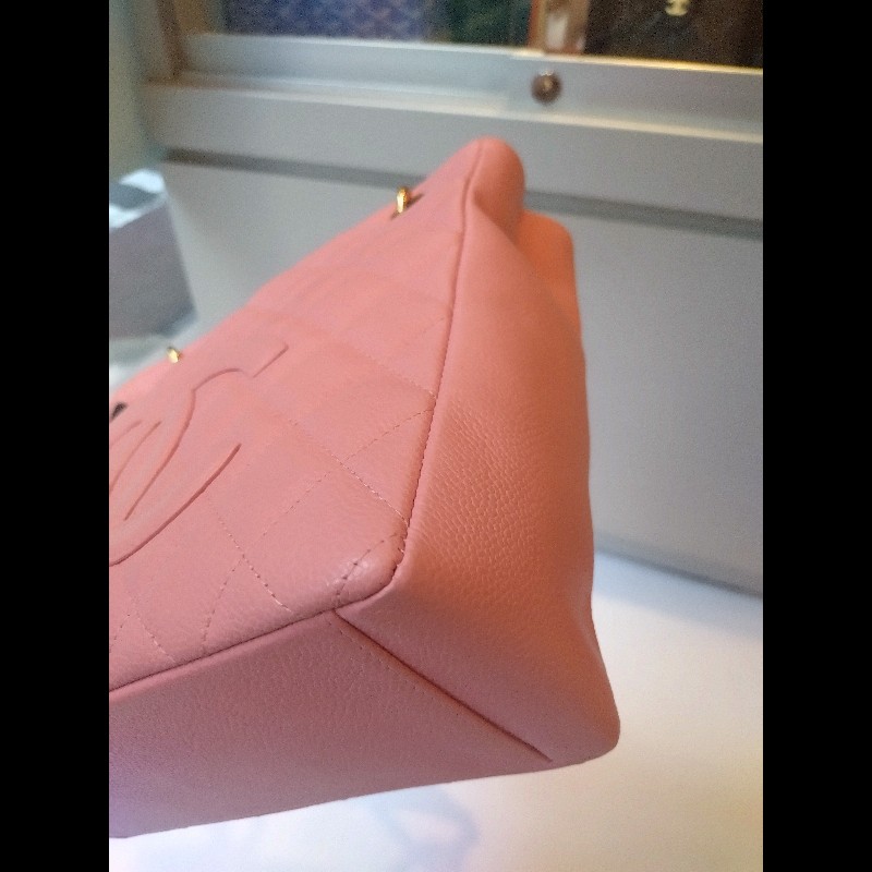 Chanel 金鍊粉荔枝皮小號豆腐包 tote bag-7