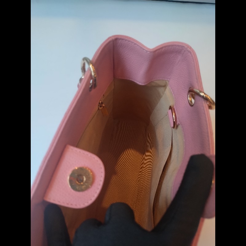 Chanel 金鍊粉荔枝皮小號豆腐包 tote bag-18
