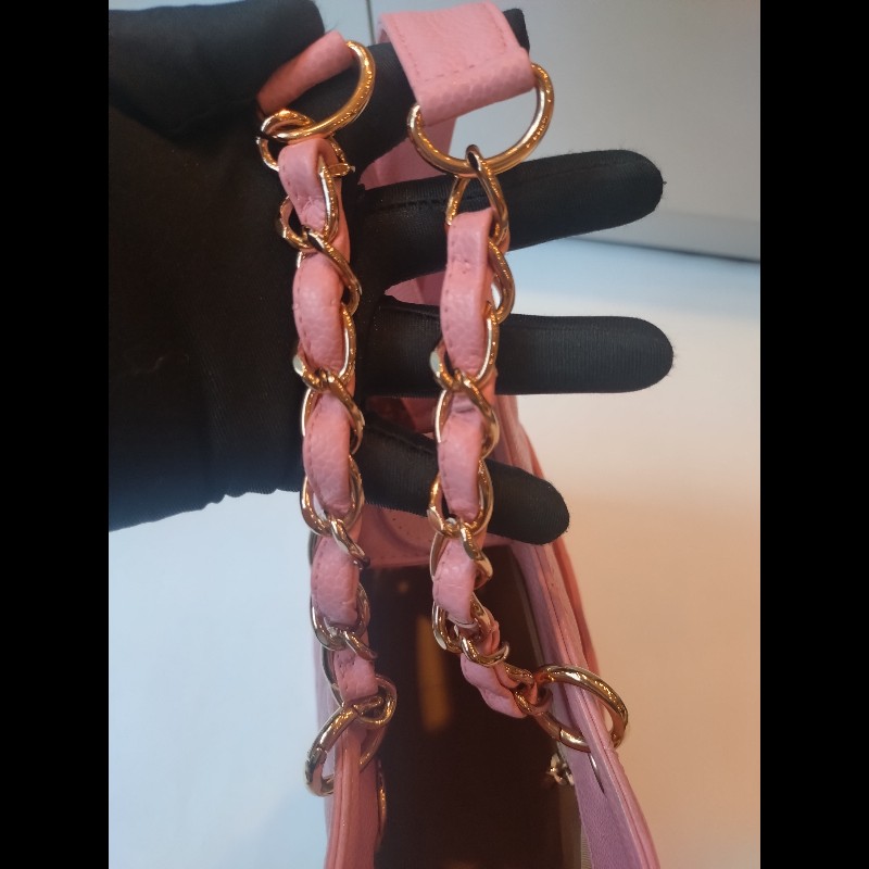 Chanel 金鍊粉荔枝皮小號豆腐包 tote bag-25