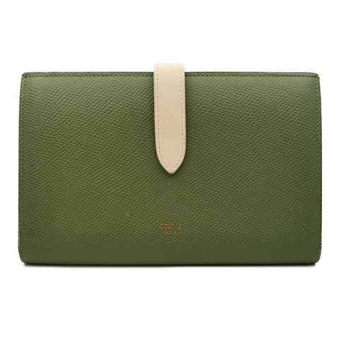 CELINE 牛皮皮革Large Strap Wallet金扣長錢包
