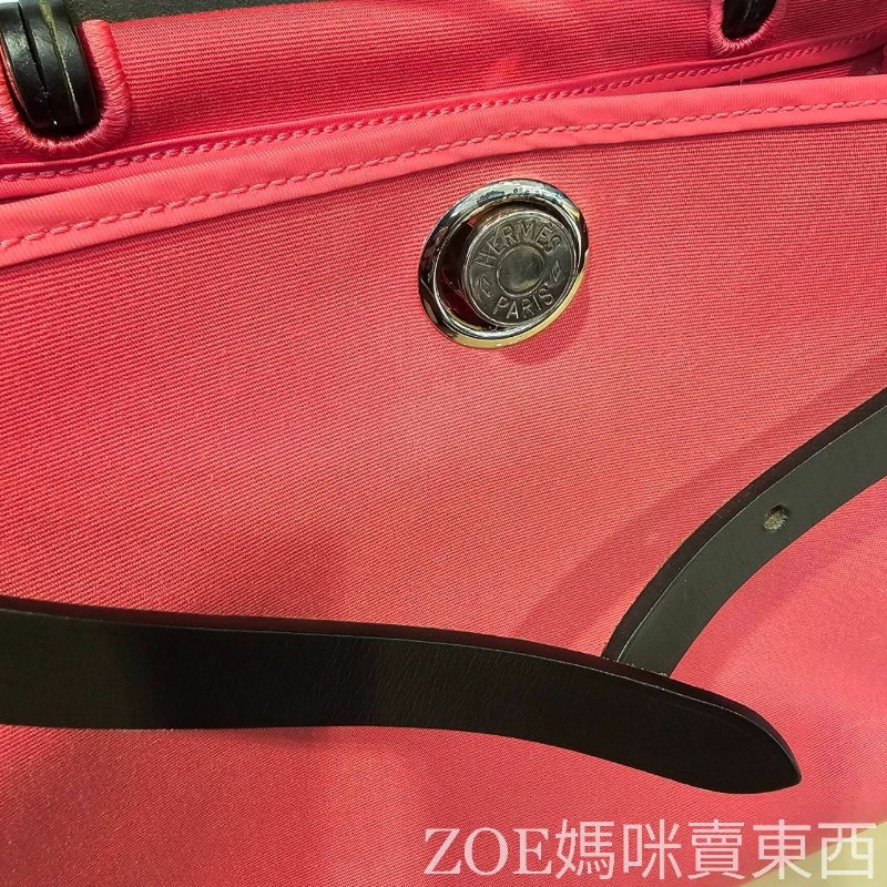 Hermes 桃紅色拼黑色牛皮 Herbag31-9
