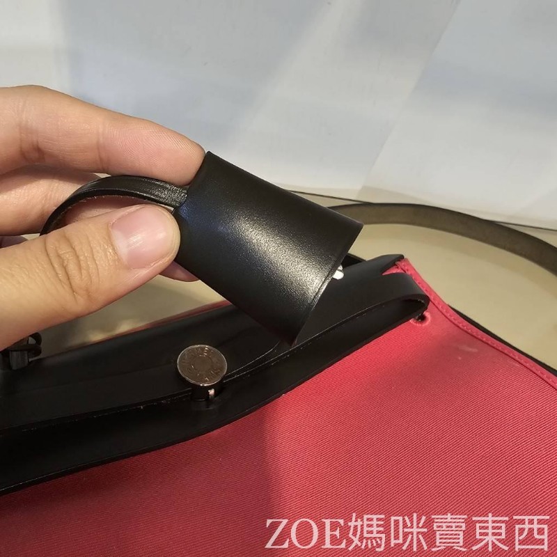 Hermes 桃紅色拼黑色牛皮 Herbag31-11