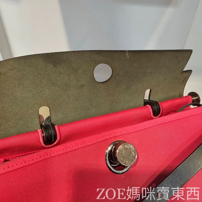 Hermes 桃紅色拼黑色牛皮 Herbag31-20