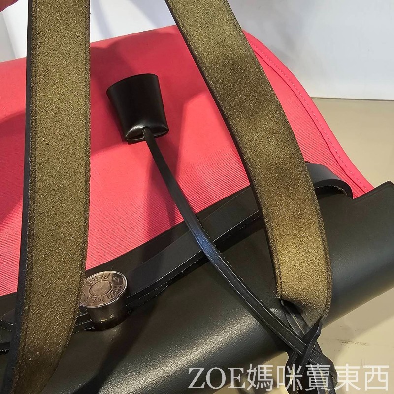 Hermes 桃紅色拼黑色牛皮 Herbag31-21