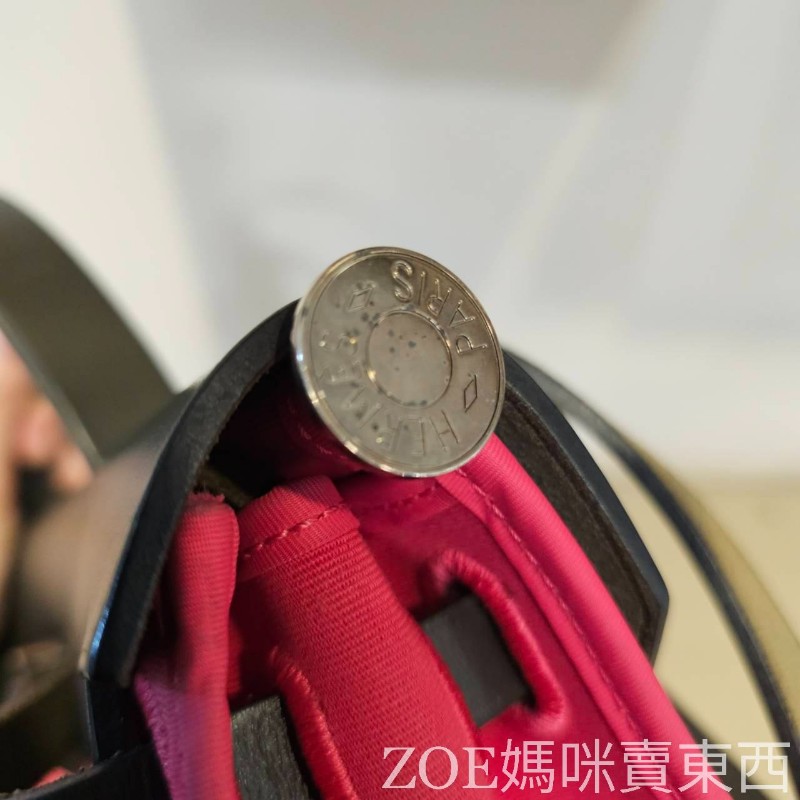 Hermes 桃紅色拼黑色牛皮 Herbag31-24