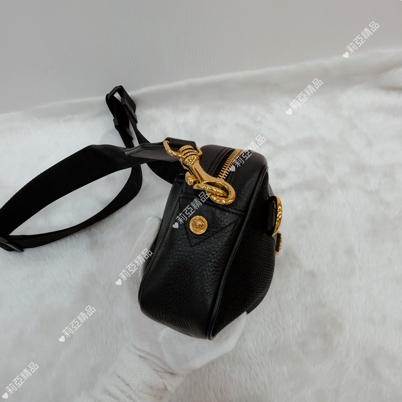 莉亞精品♡ Versace 兩用腰包/斜背 黑 二手美包-4