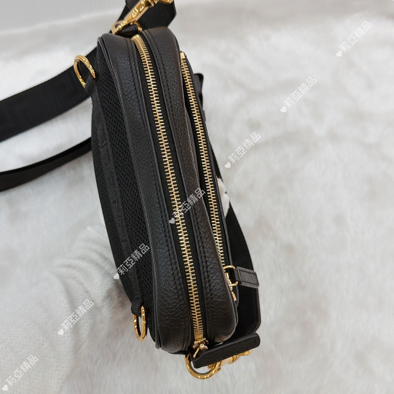 莉亞精品♡ Versace 兩用腰包/斜背 黑 二手美包-6