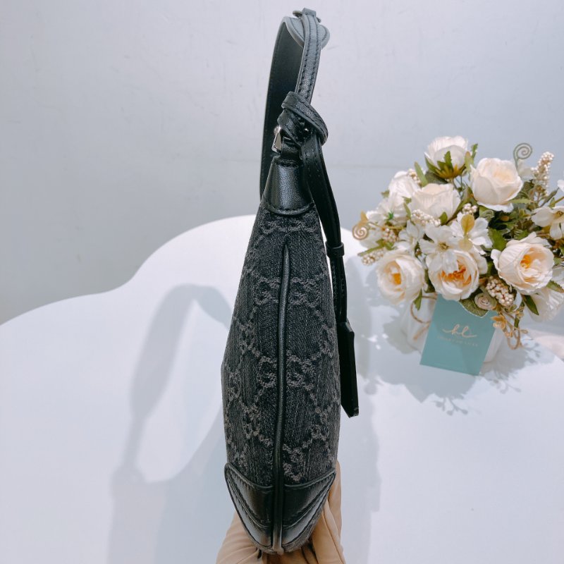 TW4615 Gucci 古馳 經典logo 雙G帆布 腋下包Horsebit Slim Small Shoulder Bag Black x PHW-2