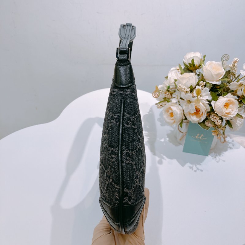 TW4615 Gucci 古馳 經典logo 雙G帆布 腋下包Horsebit Slim Small Shoulder Bag Black x PHW-3