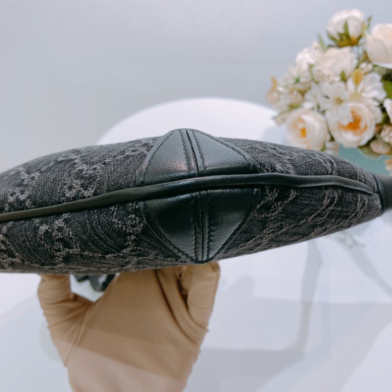 TW4615 Gucci 古馳 經典logo 雙G帆布 腋下包Horsebit Slim Small Shoulder Bag Black x PHW-6