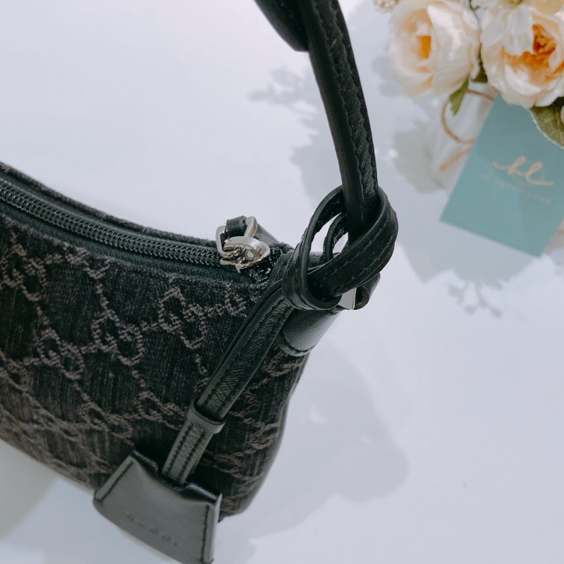 TW4615 Gucci 古馳 經典logo 雙G帆布 腋下包Horsebit Slim Small Shoulder Bag Black x PHW-7