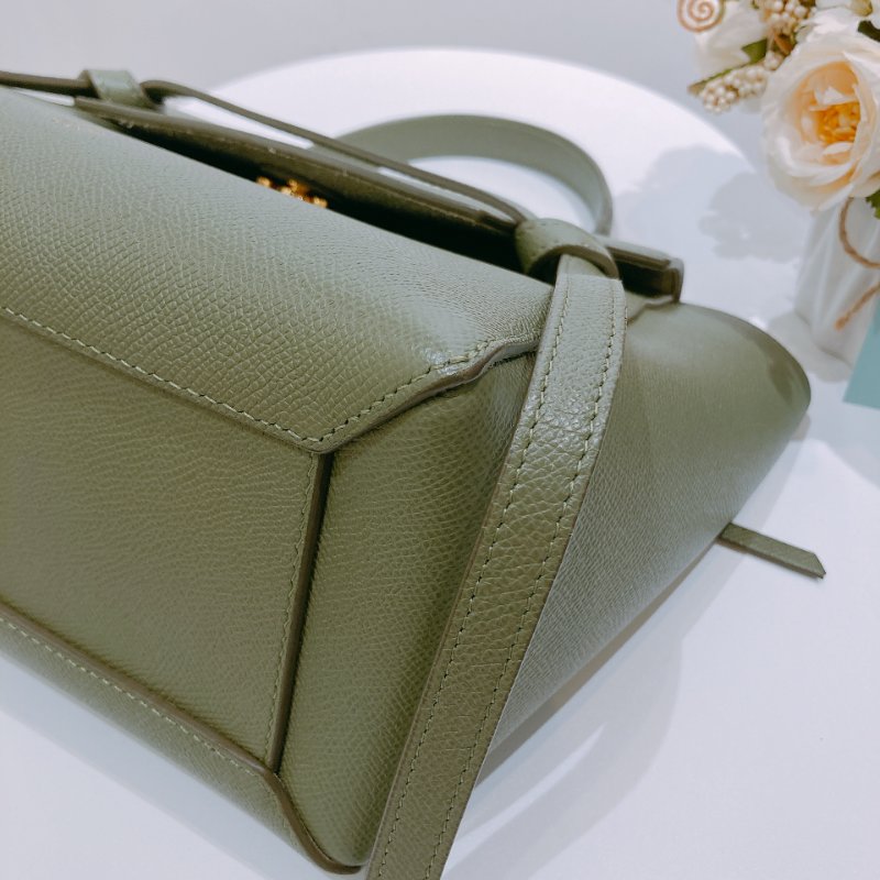 TW4616 Celine 賽琳 鯰魚包 手拎單肩 墨綠色 Belt Bag Mirco Calfskin Green-6