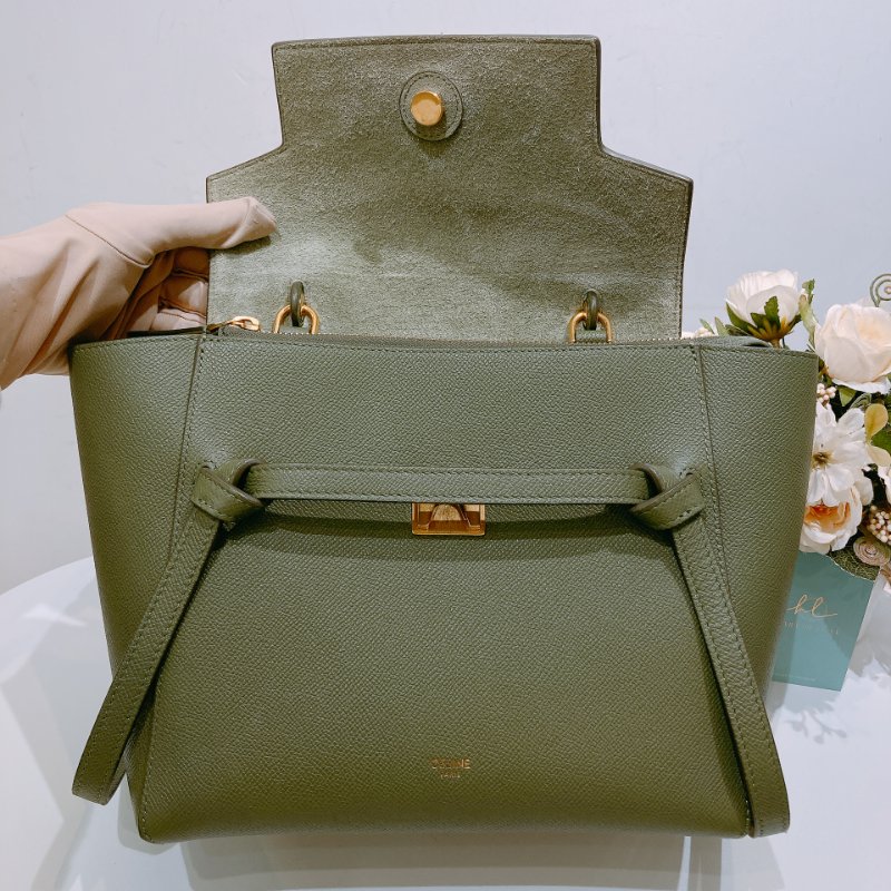 TW4616 Celine 賽琳 鯰魚包 手拎單肩 墨綠色 Belt Bag Mirco Calfskin Green-10