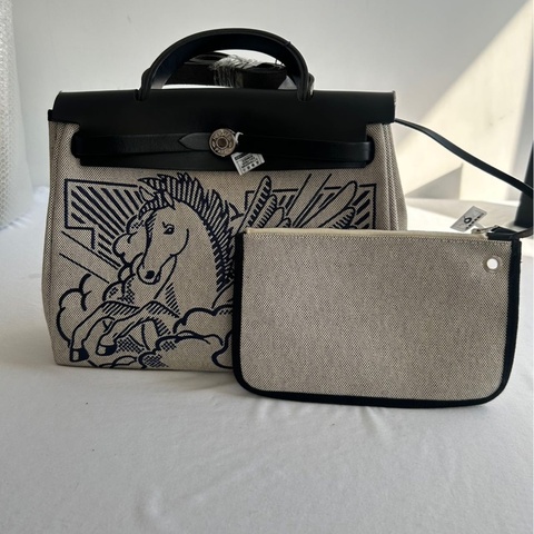 到📍Hermès 愛馬仕 Herbag 31 Y刻 黑色銀扣飛馬塗鴉限量版，保存狀態極好！