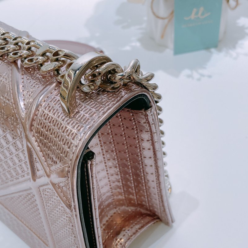 TW4617 Christian Dior 中號 盾牌 鏈條包 香檳金Medium Diorama Shoulder Bag Metallic Pink-10