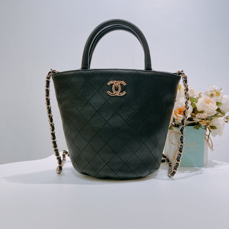 TW4620 Chanel 香奈兒手提肩背兩用 水桶包 黑色 牛皮2 Way Busket Bag Calfskin Black x GHW-0