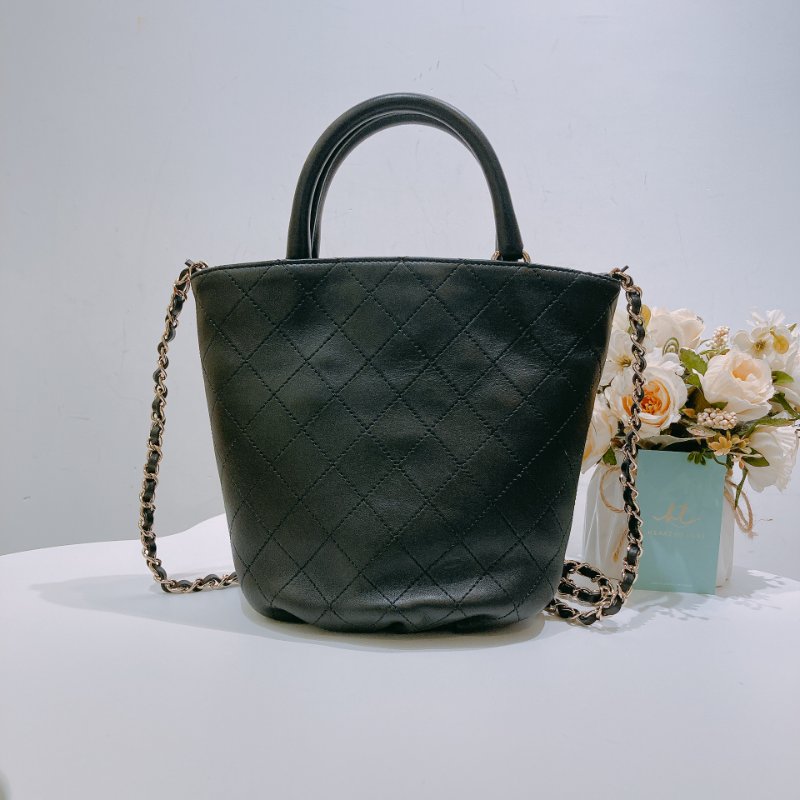 TW4620 Chanel 香奈兒手提肩背兩用 水桶包 黑色 牛皮2 Way Busket Bag Calfskin Black x GHW-1