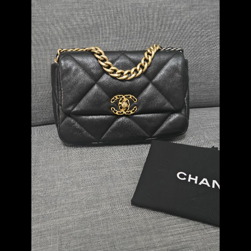 Chanel 香奈兒 黑色 芯片款 19bag 26公分-4