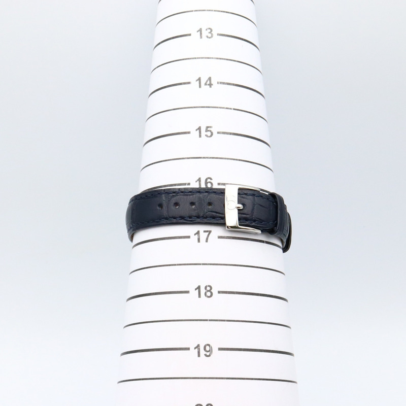 歐米茄碟飛系列尊貴腕錶，鑲鑽不鏽鋼錶殼搭配皮革錶帶，灰色，女款，424.13.33.20.56.002-7