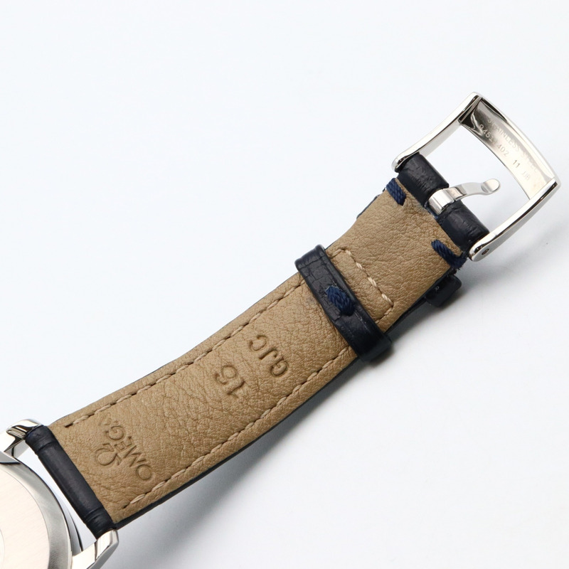 歐米茄碟飛系列尊貴腕錶，鑲鑽不鏽鋼錶殼搭配皮革錶帶，灰色，女款，424.13.33.20.56.002-12