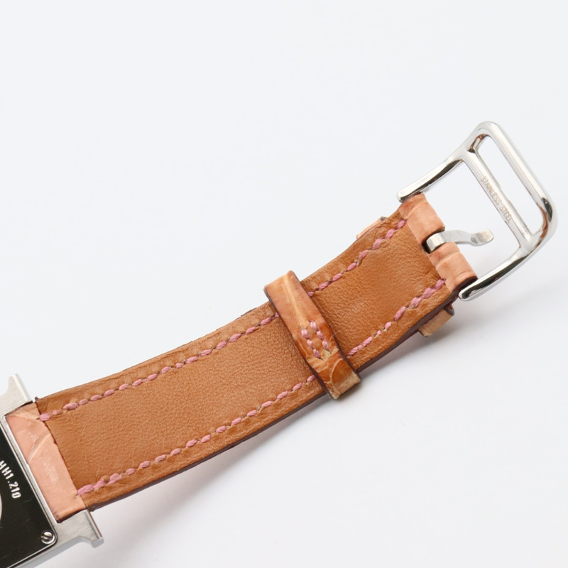 愛馬仕H系列腕錶，不鏽鋼和皮革材質，女士款，銀色，型號HH1.210-12