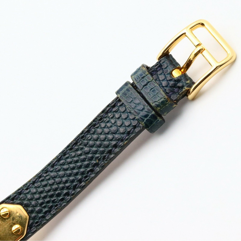 愛馬仕 Kelly 女士腕錶，鍍金款，皮革錶帶，藍色，KE1.201-15