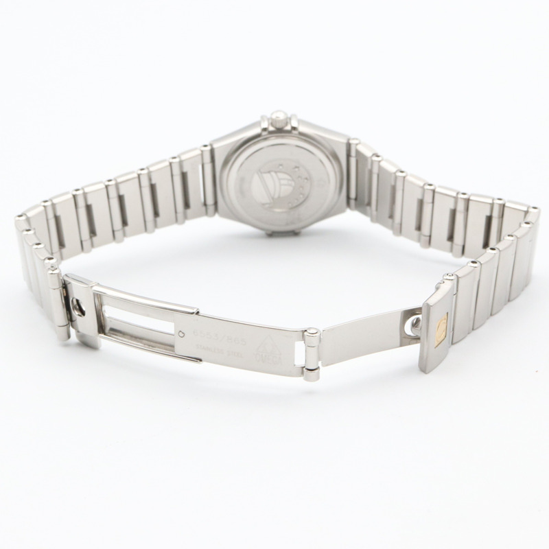 歐米茄星座系列迷你鑽石錶圈腕錶，不鏽鋼材質，女款，白色錶殼，1466.63-3