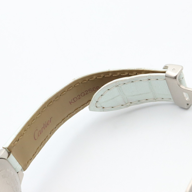 卡地亞 Ballon Bleu SM 腕錶，不鏽鋼和皮革錶帶，女款，銀色，W69018Z4-12