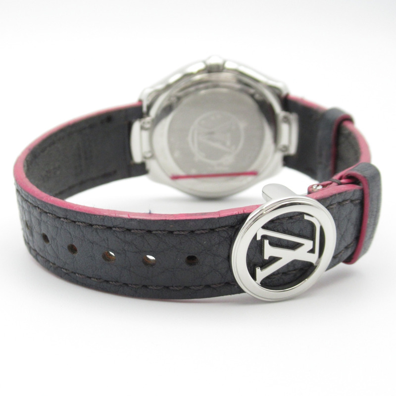 路易威登 Fifty Five 女士腕錶，不鏽鋼錶殼配皮錶帶，銀色，Q6J04-4