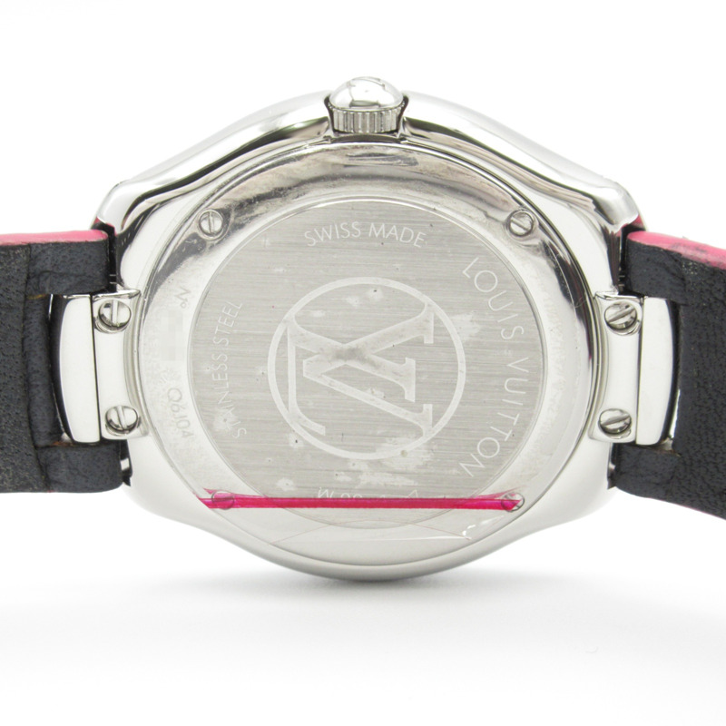 路易威登 Fifty Five 女士腕錶，不鏽鋼錶殼配皮錶帶，銀色，Q6J04-6