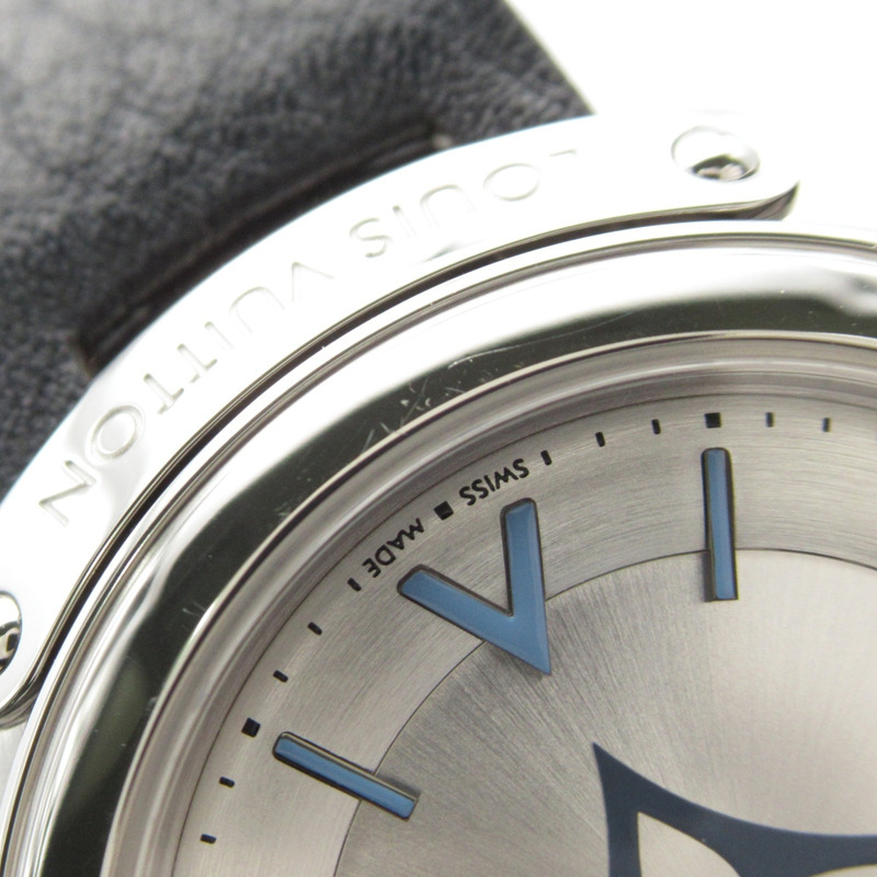 路易威登 Fifty Five 女士腕錶，不鏽鋼錶殼配皮錶帶，銀色，Q6J04-13