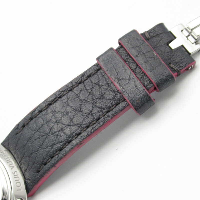 路易威登 Fifty Five 女士腕錶，不鏽鋼錶殼配皮錶帶，銀色，Q6J04-15