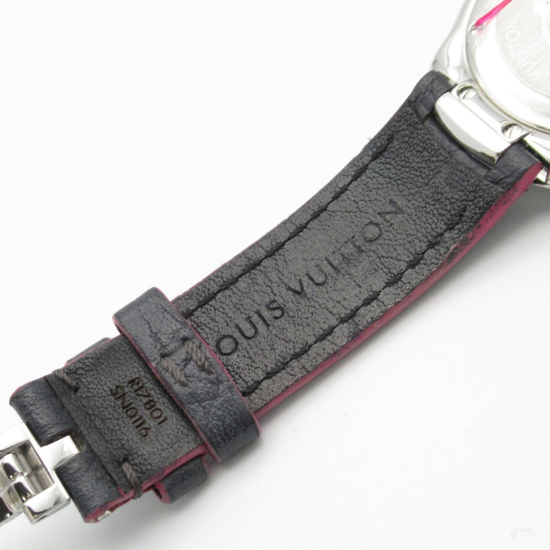 路易威登 Fifty Five 女士腕錶，不鏽鋼錶殼配皮錶帶，銀色，Q6J04-16