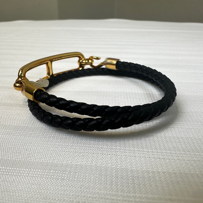 99新 愛馬仕/Hermes Roulis Double Tour Bracelet T1 黑色手鏈Swift皮革軟牛皮-8