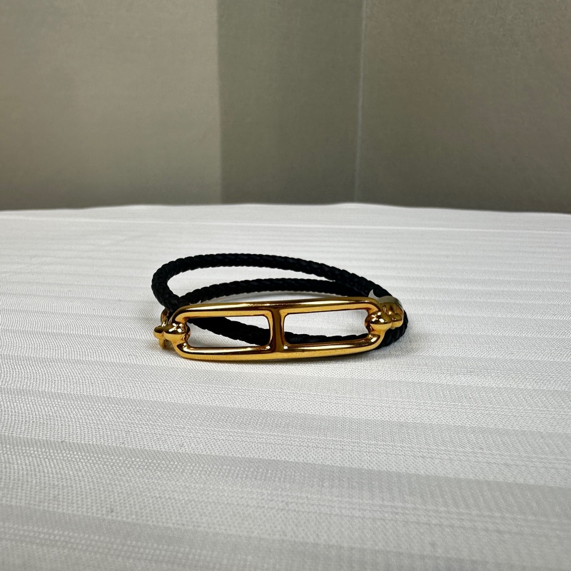 99新 愛馬仕/Hermes Roulis Double Tour Bracelet T1 黑色手鏈Swift皮革軟牛皮-9