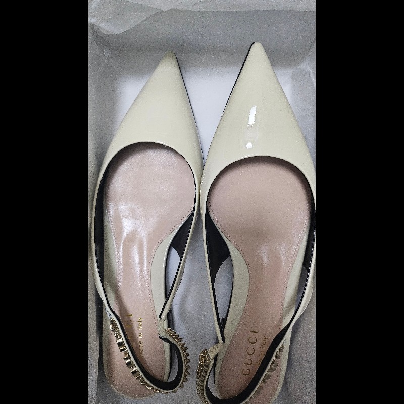 Gucci slingback gucci logo 鏈條尖頭平底鞋 全新36碼-6