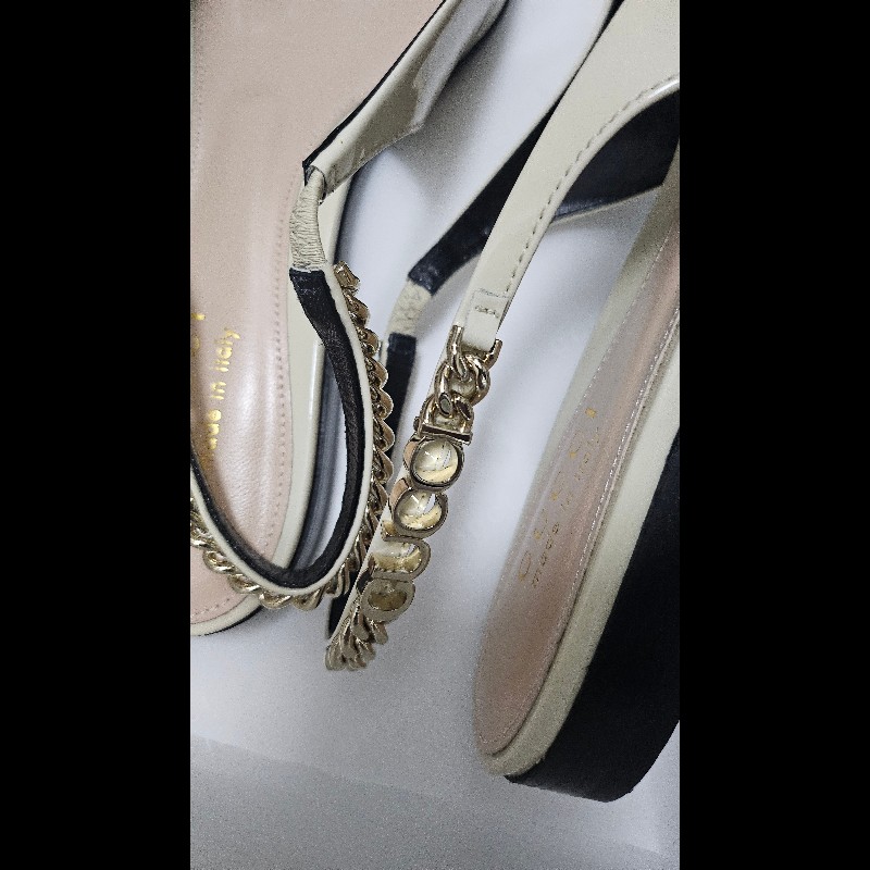 Gucci slingback gucci logo 鏈條尖頭平底鞋 全新36碼-11