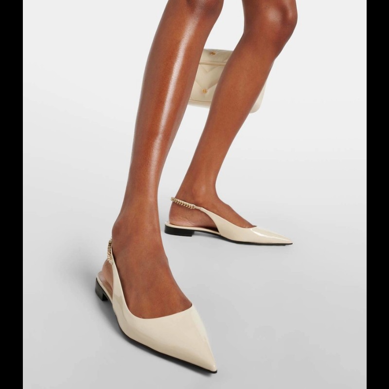 Gucci slingback gucci logo 鏈條尖頭平底鞋 全新36碼-4
