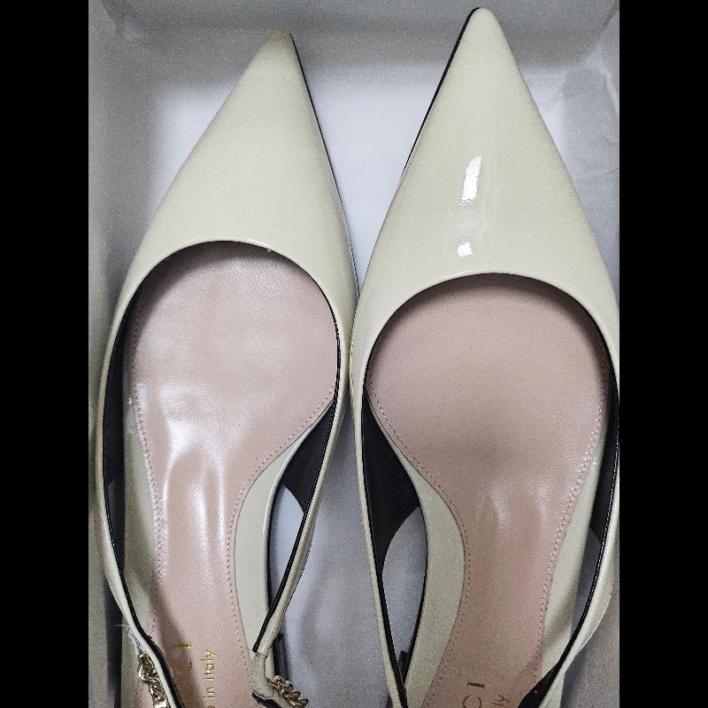 Gucci slingback gucci logo 鏈條尖頭平底鞋 全新36碼-6