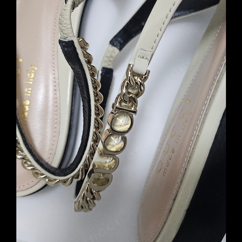 Gucci slingback gucci logo 鏈條尖頭平底鞋 全新36碼-7